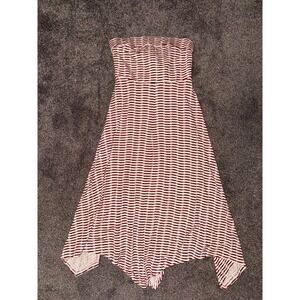 Anthropologie‎ Maeve Caleta Red & White Striped Handkerchief Strapless Dress
